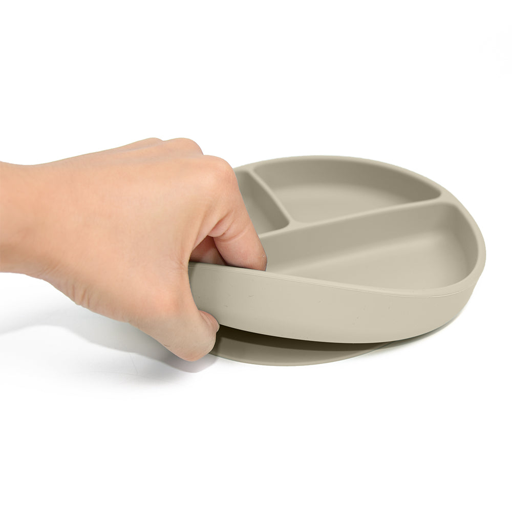 Silicone Divided Suction Plate – Oatmeal