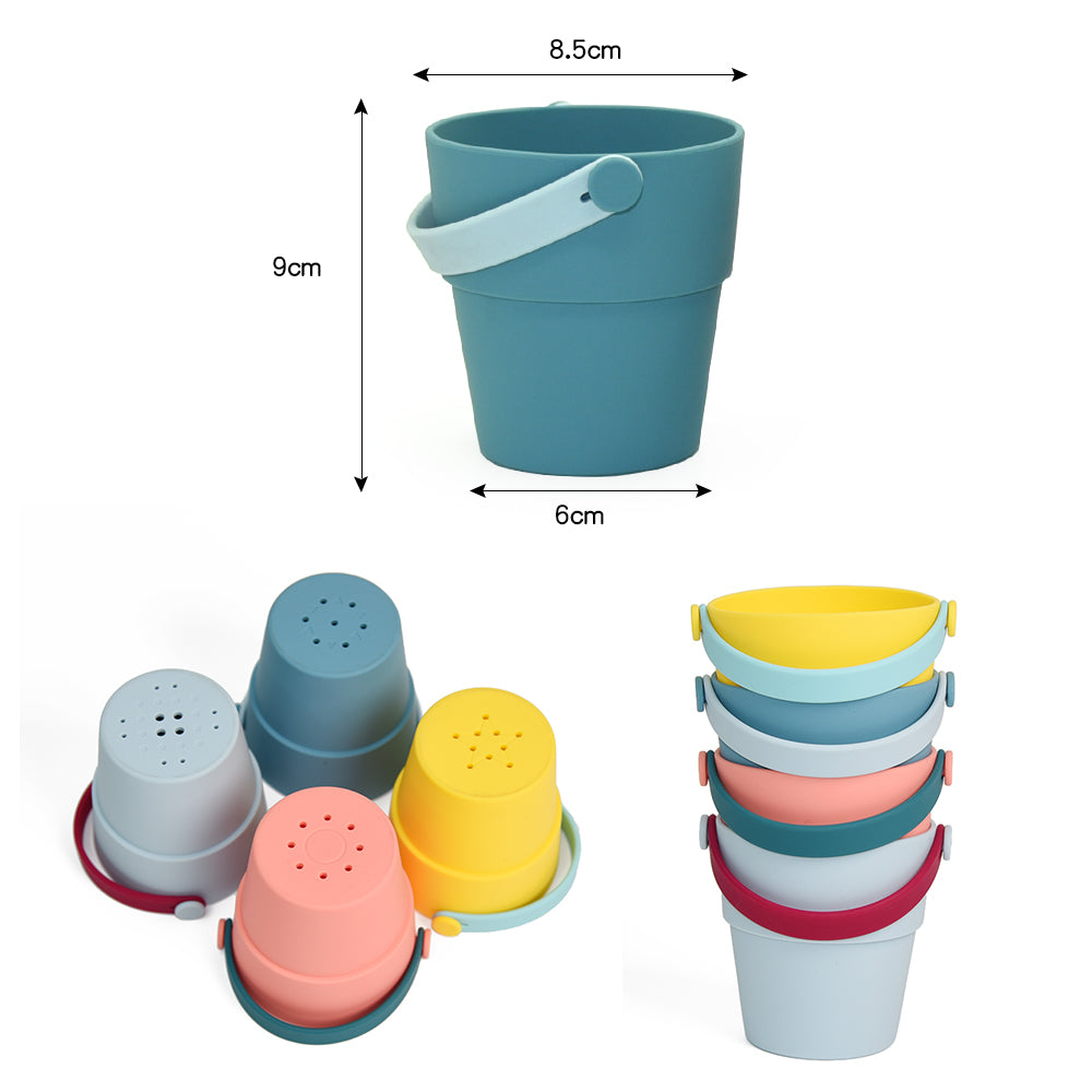 Silicone Buckets 4-Pack  – Bath, Beach & Water Play